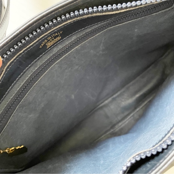Gucci navy blue suede and leather vintage shoulder bag rare - Picture 8 of 12